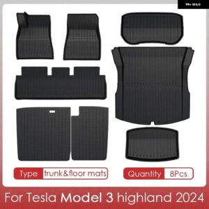テスラ モデル3 2024 2025 ハイランドフロアマットカーゴライナー 防水 滑り止め トランク マット TPE パッド モデル3 ハイランド - For 3 9Pcs Mats