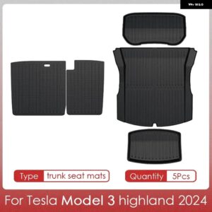 テスラ モデル3 2024 2025 ハイランドフロアマットカーゴライナー 防水 滑り止め トランク マット TPE パッド モデル3 ハイランド - For 3 5Pcs Seat Mat