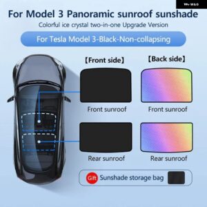 テスラ アイスクロスバックルサンシェード ガラスルーフ サンシェード フロントリア サンルーフ 天窓 モデルY 2017-2025 モデル3 20 - Black for M3 21-23
