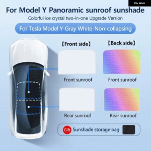 テスラ アイスクロスバックルサンシェード ガラスルーフ サンシェード フロントリア サンルーフ 天窓 モデルY 2017-2025 モデル3 20 - White for Model Y