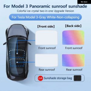 テスラ アイスクロスバックルサンシェード ガラスルーフ サンシェード フロントリア サンルーフ 天窓 モデルY 2017-2025 モデル3 20 - White for M3 21-23