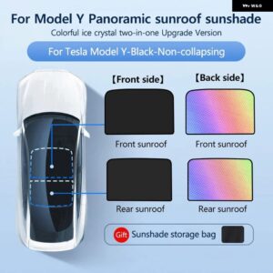 テスラ アイスクロスバックルサンシェード ガラスルーフ サンシェード フロントリア サンルーフ 天窓 モデルY 2017-2025 モデル3 20 - Black For Model Y