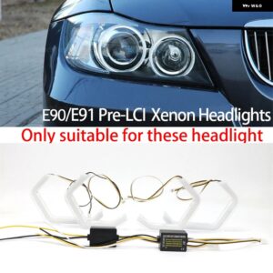 BMW M4 スタイル LED エンジェルアイキット リング ヘッドライト ランプ 3シリーズ E90 E91 2004-2011 高輝度 REDAY ライト ウィンカーライト - Style 2