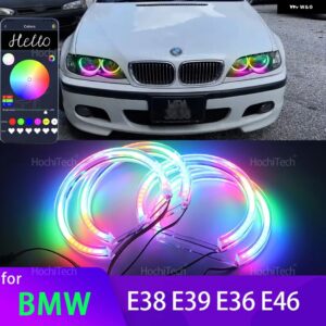 BMW 3 5 7シリーズ E36 E46 E39 E38 728I 740D 325I 328I 740I 730D APP ダイナミックエンジェルアイリングライト DRL ウィンカーライト付き - Size 4pcs 131mm