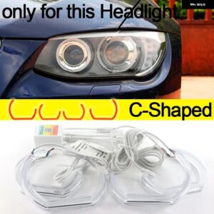 BMW アプリ 制御 RGB マルチカラー DTM M スタイル クリスタル LED エンジェルアイズ リングキット 3シリーズ E90 E92 E93 M3 2007-2013 クーペカブリオレ - C Shaped lci