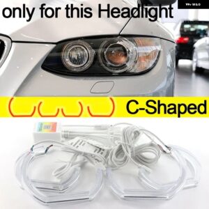 BMW アプリ 制御 RGB マルチカラー DTM M スタイル クリスタル LED エンジェルアイズ リングキット 3シリーズ E90 E92 E93 M3 2007-2013 クーペカブリオレ - C Shaped pre-lci