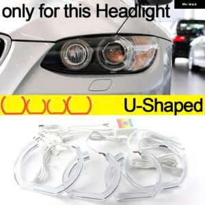 BMW アプリ 制御 RGB マルチカラー DTM M スタイル クリスタル LED エンジェルアイズ リングキット 3シリーズ E90 E92 E93 M3 2007-2013 クーペカブリオレ - U Shaped pre-lci