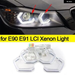 BMW M4 スタイル RGB マルチカラー APP 制御 LED エンジェルアイ 3シリーズ E90 E91 2005-2012 316I 318I 320I 328I 330I 335I 320D - for LCI xenon
