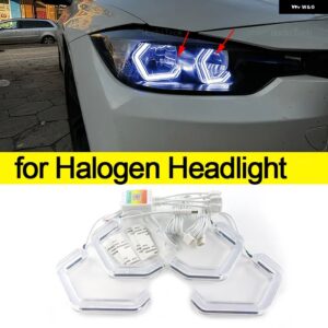 BMW M4 スタイル RGB マルチカラー APP 制御 LED エンジェルアイ 3シリーズ F30 F31 F34 F35 M3 2011-16 318I 320I 328I 330I 318D 320D - Halogen Headlight