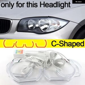 BMW 1シリーズ E81 E82 E87 E88 ハロゲン ヘッドライト 2004-2013 RGB マルチカラー M4 スタイル クリスタル LED エンジェルアイキット デイタイム ライト - C Shaped