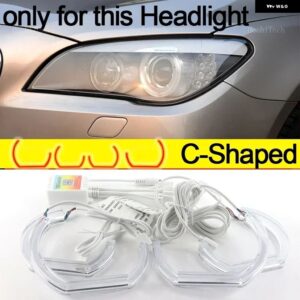 BMW アプリ 制御 RGB マルチカラー DTM クリスタル LED エンジェルアイズ リング 7シリーズ F01 F02 F03 F04 730D 740D 740I 750I 760I 2008-2015 - C Shaped pre-lci