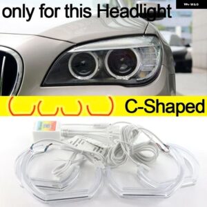 BMW アプリ 制御 RGB マルチカラー DTM クリスタル LED エンジェルアイズ リング 7シリーズ F01 F02 F03 F04 730D 740D 740I 750I 760I 2008-2015 - C Shaped lci