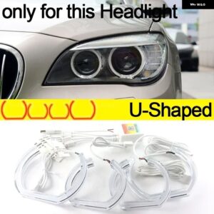 BMW アプリ 制御 RGB マルチカラー DTM クリスタル LED エンジェルアイズ リング 7シリーズ F01 F02 F03 F04 730D 740D 740I 750I 760I 2008-2015 - U Shaped lci