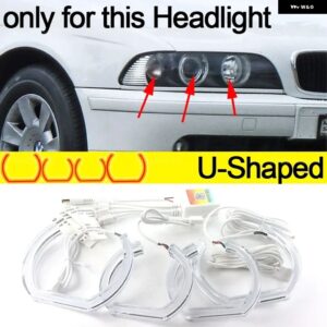 BMW 電話アプリ 制御 RGB マルチカラー DTM M スタイル クリスタル LED エンジェルアイズ リングキット 5シリーズ E39 525I 528I 530I 540I 1997-2003 - U Shaped lci