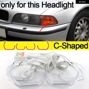 BMW 電話アプリ 制御 RGB マルチカラー DTM M スタイル クリスタル LED エンジェルアイズ リングキット 5シリーズ E39 525I 528I 530I 540I 1997-2003 - C Shaped pre-lci