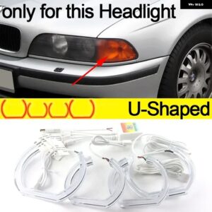 BMW 電話アプリ 制御 RGB マルチカラー DTM M スタイル クリスタル LED エンジェルアイズ リングキット 5シリーズ E39 525I 528I 530I 540I 1997-2003 - U Shaped pre-lci
