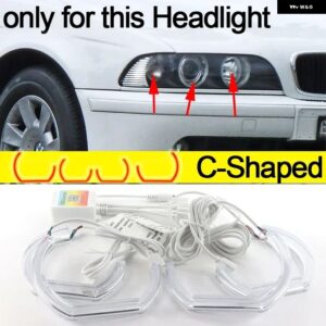 BMW 電話アプリ 制御 RGB マルチカラー DTM M スタイル クリスタル LED エンジェルアイズ リングキット 5シリーズ E39 525I 528I 530I 540I 1997-2003 - C Shaped lci