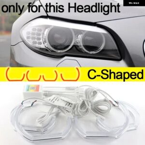 BMW アプリ 制御 RGB マルチカラー DTM クリスタル LED エンジェルアイズ リング 5シリーズ F10 F11 F18 520I 523I 528I 530I 535I M5 2010-2017 - C Shaped