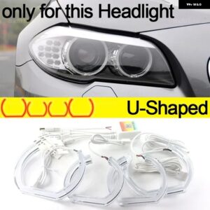 BMW アプリ 制御 RGB マルチカラー DTM クリスタル LED エンジェルアイズ リング 5シリーズ F10 F11 F18 520I 523I 528I 530I 535I M5 2010-2017 - U Shaped