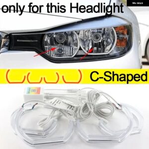 BMW アプリ 制御 RGB マルチカラー DTM M スタイル クリスタル LED エンジェルアイズ リングキット 3シリーズ F30 F31 F34 2012-16 - C Shaped halogen