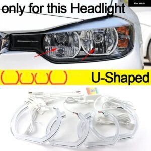 BMW アプリ 制御 RGB マルチカラー DTM M スタイル クリスタル LED エンジェルアイズ リングキット 3シリーズ F30 F31 F34 2012-16 - C Shaped xenon