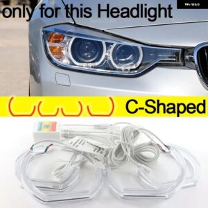 BMW アプリ 制御 RGB マルチカラー DTM M スタイル クリスタル LED エンジェルアイズ リングキット 3シリーズ F30 F31 F34 2012-16 - U Shaped halogen