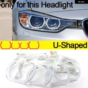 BMW アプリ 制御 RGB マルチカラー DTM M スタイル クリスタル LED エンジェルアイズ リングキット 3シリーズ F30 F31 F34 2012-16 - U Shaped xenon