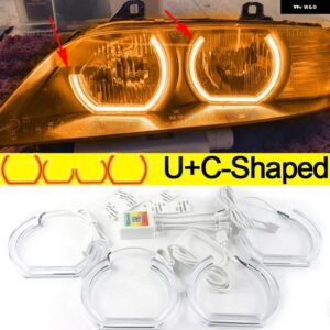 BMW アプリ 制御 RGB マルチカラー DTM クリスタル LED エンジェルアイズ リング デイタイム ランニングライト RETRO Z3 36192 - 2xU and 2xC Shaped