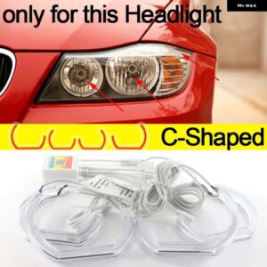BMW 電話アプリ 制御 RGB マルチカラー DTM クリスタル LED エンジェルアイズ リング 3シリーズ E90 E91 フェイスリフト 2009-2012 ハロゲン ヘッドライト - U Shaped