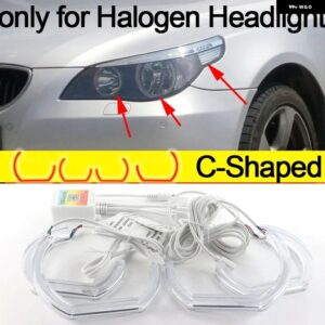 BMW アプリ 制御 RGB マルチカラー DTM クリスタル LED エンジェルアイズ リング E60 E61 520I 525I 530I 540I 545I 550I M5 PRE LCI 2003-2007 - C Shaped halogen