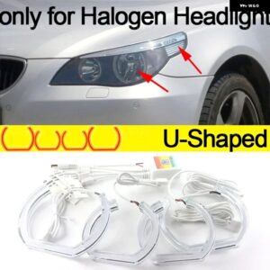 BMW アプリ 制御 RGB マルチカラー DTM クリスタル LED エンジェルアイズ リング E60 E61 520I 525I 530I 540I 545I 550I M5 PRE LCI 2003-2007 - U Shaped halogen
