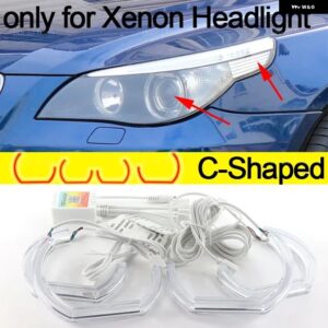 BMW アプリ 制御 RGB マルチカラー DTM クリスタル LED エンジェルアイズ リング E60 E61 520I 525I 530I 540I 545I 550I M5 PRE LCI 2003-2007 - C Shaped xenon
