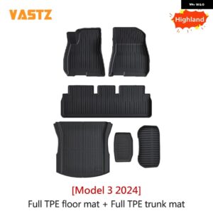 テスラ フロアマット モデルY 3 2017-2024 ハイランド 左右舵 全ウェザー型 TPE カーゴライナー カーゴ トランク アクセサリー