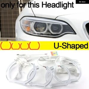 BMW アプリ 制御 RGB マルチカラー DTM クリスタル LED エンジェルアイズ リングキット 2シリーズ F22 F23 F87 2014-2018 218I 220I 228I 218D 220D - U Shaped xenon