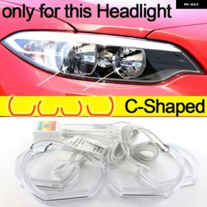 BMW アプリ 制御 RGB マルチカラー DTM クリスタル LED エンジェルアイズ リングキット 2シリーズ F22 F23 F87 2014-2018 218I 220I 228I 218D 220D - C Shaped halogen