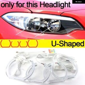 BMW アプリ 制御 RGB マルチカラー DTM クリスタル LED エンジェルアイズ リングキット 2シリーズ F22 F23 F87 2014-2018 218I 220I 228I 218D 220D - U Shaped halogen