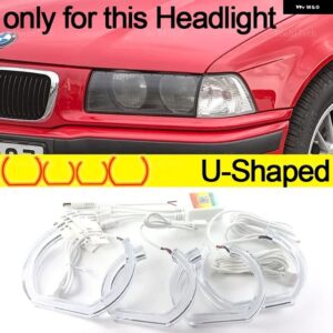 BMW アプリ 制御 RGB マルチカラー DTM クリスタル LED エンジェルアイズ リング 3シリーズ E36 1990-2000 316I 318I 318IS 320I 323I 325I 328I - U Shaped