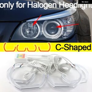 BMW アプリ 制御 RGB マルチカラー DTM クリスタル LED エンジェルアイズ リング E60 E61 520I 525I 530I 540I 545I 550I M5 フェイスリフト 2007-2010 - C Shaped halogen
