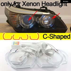 BMW アプリ 制御 RGB マルチカラー DTM クリスタル LED エンジェルアイズ リング E60 E61 520I 525I 530I 540I 545I 550I M5 フェイスリフト 2007-2010 - C Shaped xenon