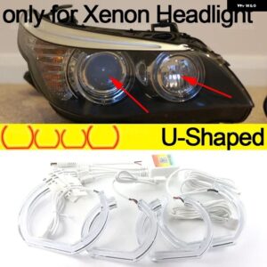 BMW アプリ 制御 RGB マルチカラー DTM クリスタル LED エンジェルアイズ リング E60 E61 520I 525I 530I 540I 545I 550I M5 フェイスリフト 2007-2010 - U Shaped xenon