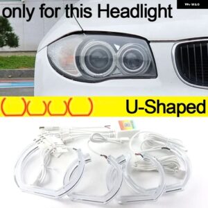 BMW RGB マルチカラー M4 スタイル クリスタル LED エンジェルアイズ キット デイタイム ライト 1シリーズ E81 E82 E87 E88 キセノン ヘッドライト - U Shaped