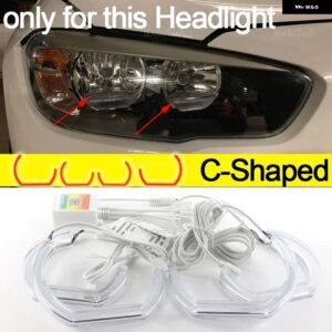 BMW アプリ 制御 RGB マルチカラー M4 スタイル クリスタル LED エンジェルアイズ リングキット デイタイム ライト 1シリーズ F20 F21 フェイスリフト - C Shaped halogen