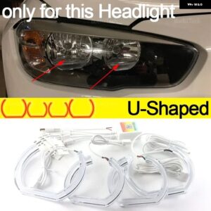 BMW アプリ 制御 RGB マルチカラー M4 スタイル クリスタル LED エンジェルアイズ リングキット デイタイム ライト 1シリーズ F20 F21 フェイスリフト - U Shaped halogen