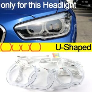BMW アプリ 制御 RGB マルチカラー M4 スタイル クリスタル LED エンジェルアイズ リングキット デイタイム ライト 1シリーズ F20 F21 フェイスリフト - U Shaped xenon