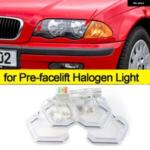 BMW M4 スタイル RGB マルチカラー APP 制御 LED エンジェルアイ 3シリーズ E46 セダン 1999-2005 316I 318I 330I 325I 318D 320D 335I - for pre-lci halogen