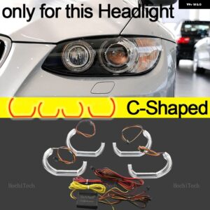 BMW 3シリーズ E90 E92 E93 M3 2007-2013 クーペカブリオレ APP ダイナミック RGB エンジェルアイリングライト DRL ウィンカーライト付き - C Shaped pre-lci