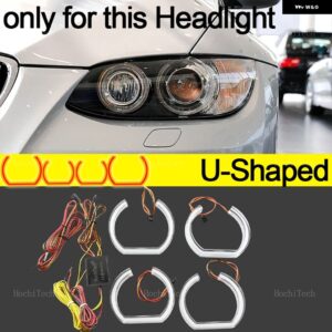 BMW 3シリーズ E90 E92 E93 M3 2007-2013 クーペカブリオレ APP ダイナミック RGB エンジェルアイリングライト DRL ウィンカーライト付き - U Shaped pre-lci
