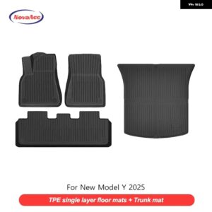 テスラ フロアマット モデルY 2025+ ジュニパー TPE 全ウェザー型 防水 トランク マットライナーノンスリップ車内 - 4pcs