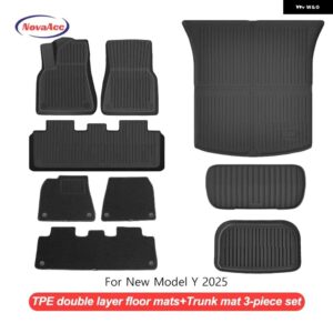 テスラ フロアマット モデルY 2025+ ジュニパー TPE 全ウェザー型 防水 トランク マットライナーノンスリップ車内 - Singlelayer-trunk-br