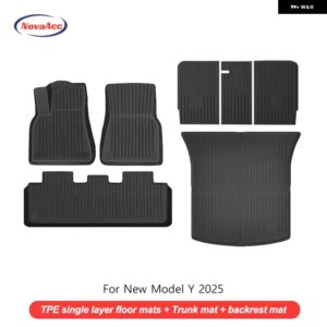 テスラ フロアマット モデルY 2025+ ジュニパー TPE 全ウェザー型 防水 トランク マットライナーノンスリップ車内 - 2layer-3pc TrunkMats